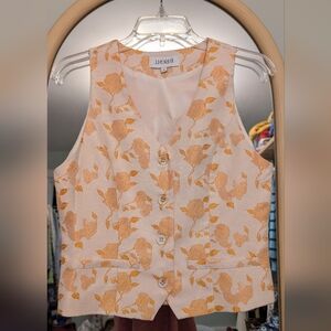 Yellow Floral Button-Up Vest